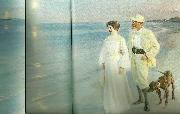 Peter Severin Kroyer sommeraften ved skagens strand, kunstneren med hustru Sweden oil painting artist